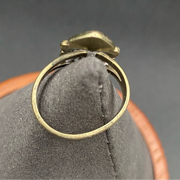 Art Deco Hematite and Brass Vintage Marquise Style Ring Silver Size 5.5Rare - Picture 2 of 16